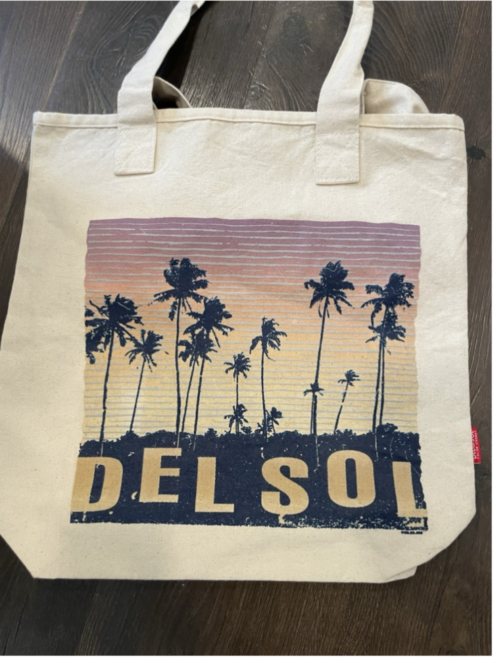 DEL SOL Color Changing Tote Shopping Beach Bag Ivory Canvas Palm Trees - Picture 3 of 6